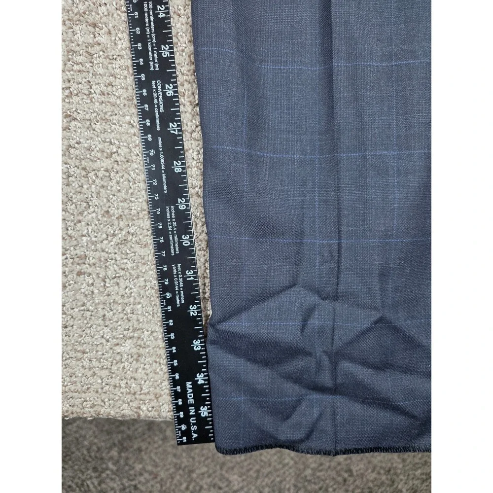 Lauren Ralph Lauren Mens Navy Blue Wool Plaid Ultraflex Dress Pants 52W UNHEMMED